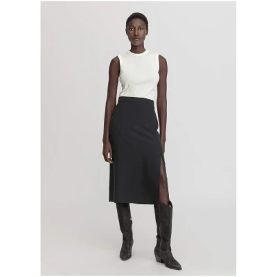 hessnatur Damen Rock Midi Regular aus TENCEL™ Lyocell - schwarz - Größe 34