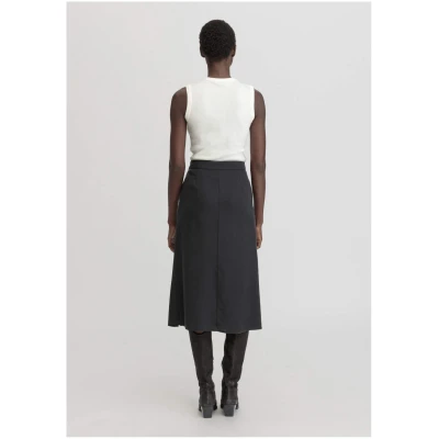 hessnatur Damen Rock Midi Regular aus TENCEL™ Lyocell - schwarz - Größe 34
