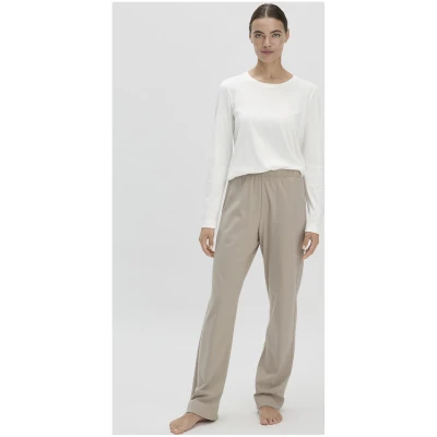 hessnatur Damen Schlafhose Regular PURE COTTON - beige - Größe 34