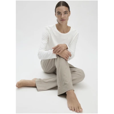hessnatur Damen Schlafhose Regular PURE COTTON - beige - Größe 34