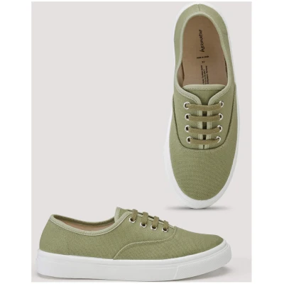 hessnatur Damen Sneaker Canvas - grün - Größe 36