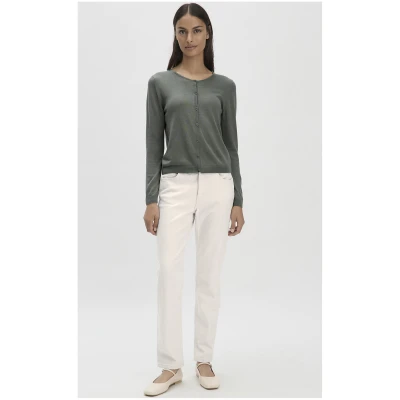 hessnatur Damen Strick Jacke Regular aus TENCEL™ Lyocell mit Bio-Baumwolle - grün - Größe 36