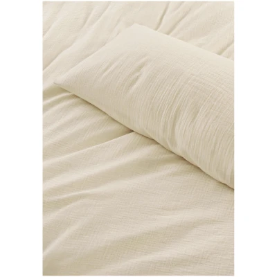 hessnatur Musselin Bettwäsche-Set aus Bio-Baumwolle - natur - Größe 240x220 / 2x40x80 cm