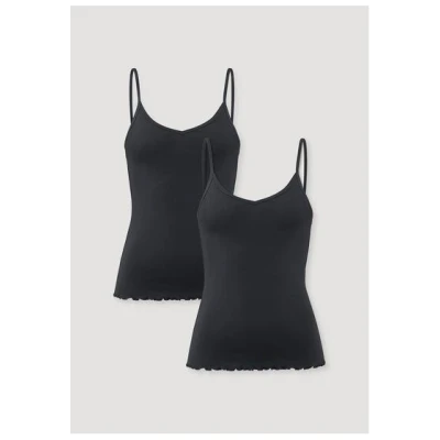 hessnatur Spaghetti-Top V-Neck Fitted 2er-Set PURE NATURE aus reiner Bio-Baumwolle
