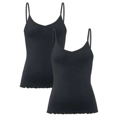 hessnatur Spaghetti-Top V-Neck Fitted 2er-Set PURE NATURE aus reiner Bio-Baumwolle