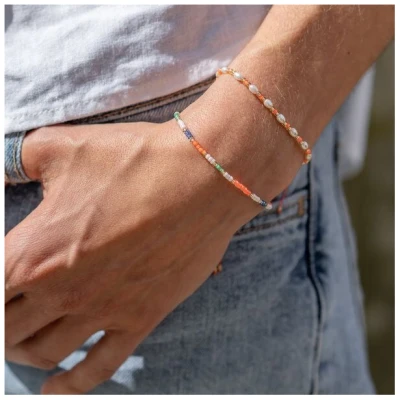 juni Perlenarmbänder Set apricot
