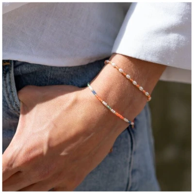 juni Sommer Perlenarmband "Wind Breeze" apricot