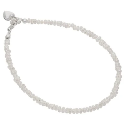 pakilia Silber Perlenarmband Perlen mit Herz-anhänger Fair-Trade und handmade