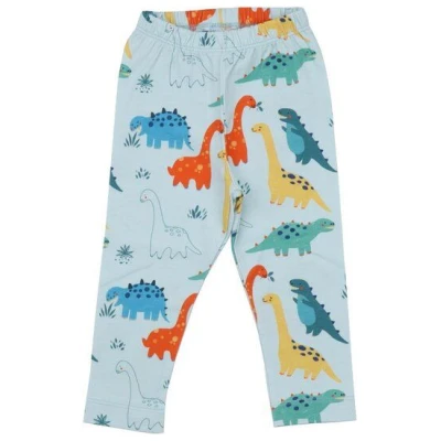 Bio-Baby Leggings Blau Walkiddy - Nachhaltige Baumwolle, Baby-Dinosaurier-Design, GOTS-zertifiziert, weiche Bio-Qualität, elastischer Bund, umweltfreundlich.