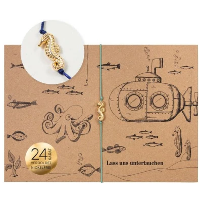 Bow & Hummingbird Armband auf Karte - Seepferdchen - Untertauchen