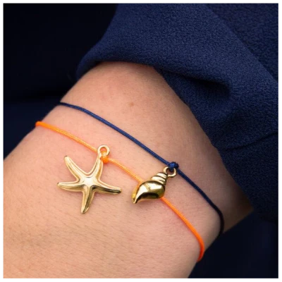 Bow & Hummingbird Armband auf Karte - Seestern und Muschel - Meeresrauschen