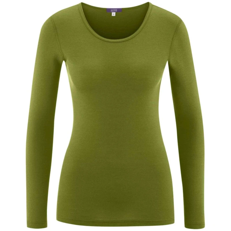 Damen Langarm-Shirt aus Bio-Merinowolle und Bio-Baumwolle