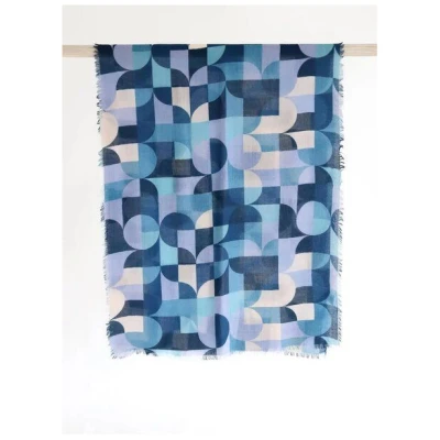 Djian Wollschal aus 100 % reiner Schurwolle - Geometric - fein gewebt