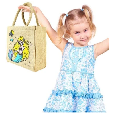 Domelo Kinder Handtasche Mädchen Jute Tasche klein Meerjungfrau Schultertasche