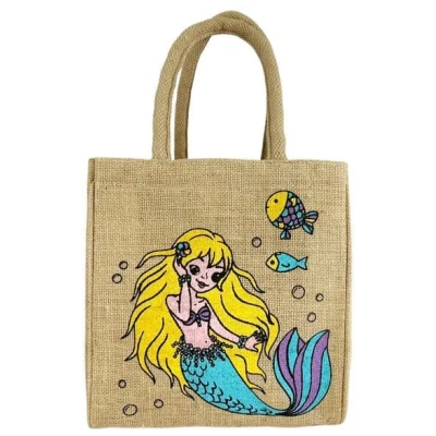 Domelo Kinder Handtasche Mädchen Jute Tasche klein Meerjungfrau Schultertasche