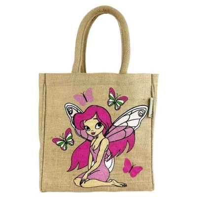 Domelo Kinder Handtasche Mädchen Jute Tasche kleine Schultertasche mit Fee Motiv