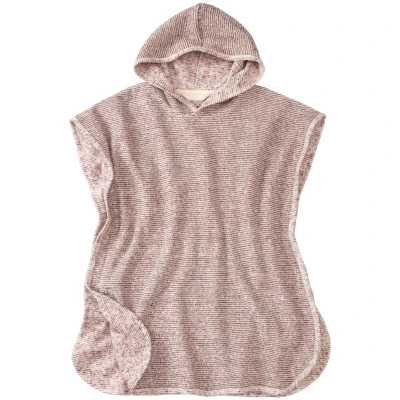Frottee-Poncho aus reiner Bio-Baumwolle, plum-geringelt 98/104