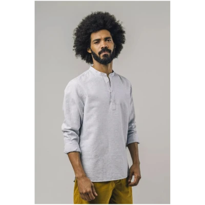 Hemd Slub Henley Blau