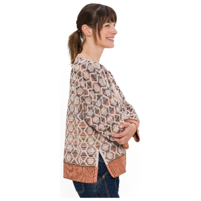 Jacquard-Pullover aus reiner Bio-Merinowolle, stein gemustert 38
