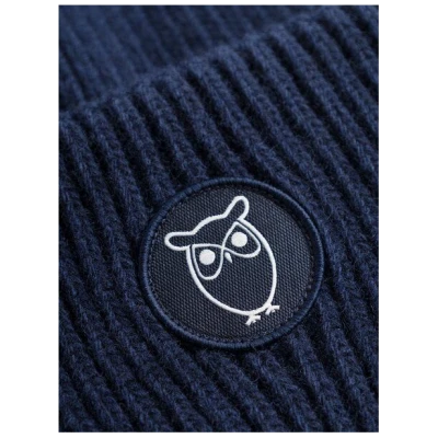 KnowledgeCotton Apparel Big Rib Beanie-Mütze aus Lammwolle