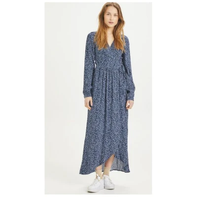 KnowledgeCotton Apparel Maxi Kleid - ORCHID Flower Print Wrap Dress - aus EcoVero