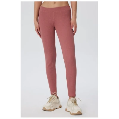 Leela Cotton Damen Leggings aus Ripp Jersey 100% Bio Baumwolle mit Gummizug,
