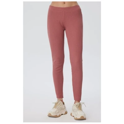 Leela Cotton Damen Leggings aus Ripp Jersey 100% Bio Baumwolle mit Gummizug,