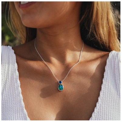 Spirit of Island Kette mit Anhänger | Opal & Saphir