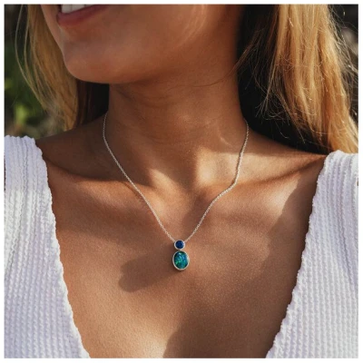 Spirit of Island Kette mit Anhänger | Opal & Saphir
