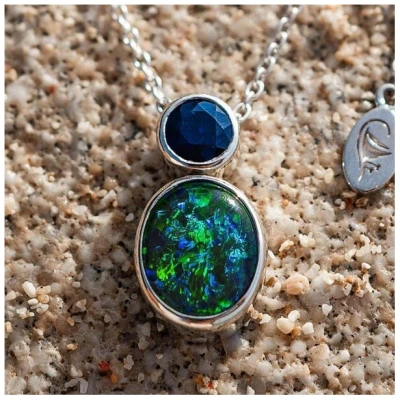 Spirit of Island Kette mit Anhänger | Opal & Saphir