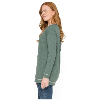 Sweatshirt mit U-Boot-Ausschnitt aus Bio-Baumwolle, jade melange 40/42