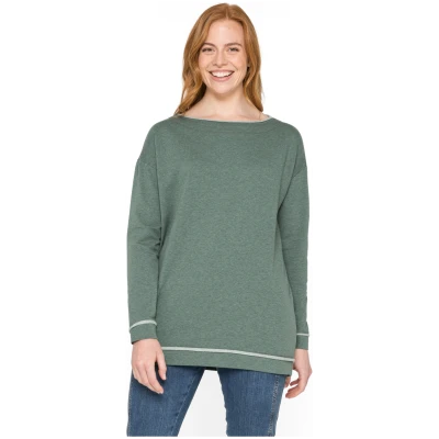 Sweatshirt mit U-Boot-Ausschnitt aus Bio-Baumwolle, jade melange 40/42