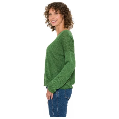 V-Pullover aus Leinen und TENCEL™ Lyocell, rosmarin 44/46