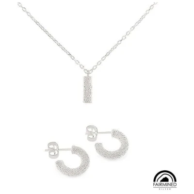 Verdelia Geschenk-Set: Silber Kette & Creolen Ohrringe - Fairmined Schmuck