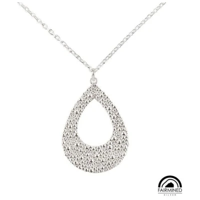 Verdelia Lange Silber Kette mit Tropfen-Anhänger - Fairmined Schmuck