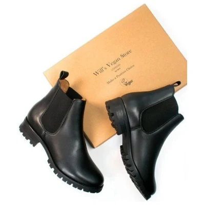 Will's Vegan Shop Weit geschnittene Luxe Deep Tread Chelsea-Stiefel