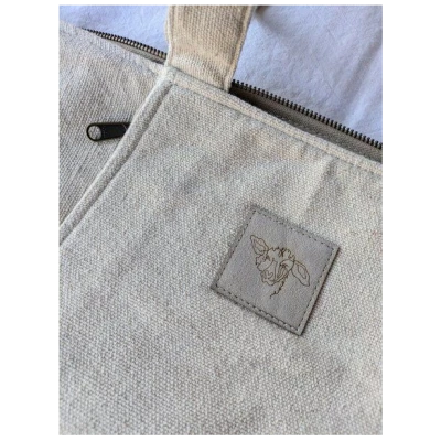 Wooliie Handgefertigte Reisetasche aus Bio-Baumwoll-Canvas - naturbelassen