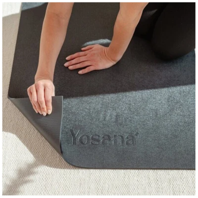Yosana Yogamatte inkl. Tragetasche u. 7 Tage Video Kurs, Made in Germany, OEKO-TEX100 mit 100% Grünstrom hergestellt (Grau)