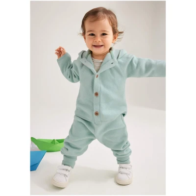 hessnatur Baby Softfleece Hose aus Bio-Baumwolle - grün - Größe 74/80