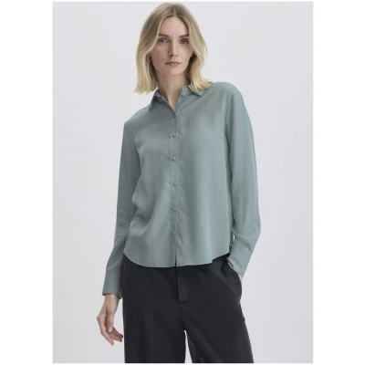 hessnatur Damen Bluse Relaxed aus TENCEL™ Lyocell - grün - Größe 34