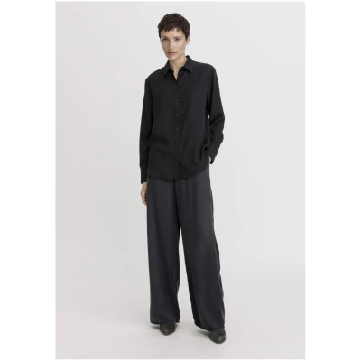 hessnatur Damen Bluse Relaxed aus TENCEL™ Lyocell - schwarz - Größe 48