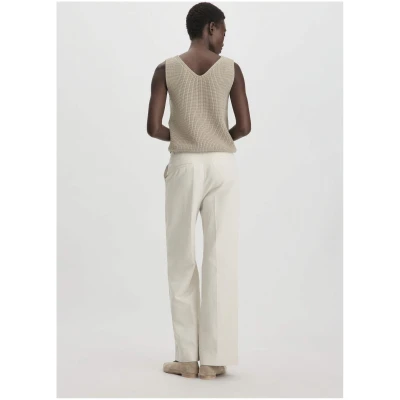 hessnatur Damen Bundfalten Hose Wide Leg Relaxed aus Bio-Baumwolle mit Leinen - beige - Größe 34