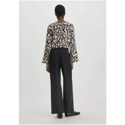 hessnatur Damen Bundfalten Hose Wide Leg Relaxed aus Bio-Baumwolle mit Leinen - schwarz - Größe 34