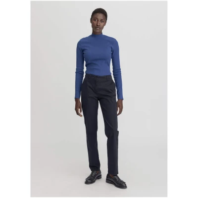 hessnatur Damen Chino Straight Leg Regular aus Bio-Baumwolle - blau - Größe 34