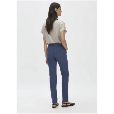 hessnatur Damen Chino Straight Leg Regular aus Bio-Baumwolle - blau - Größe 36
