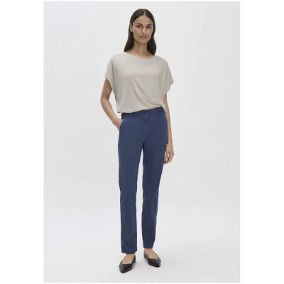 hessnatur Damen Chino Straight Leg Regular aus Bio-Baumwolle - blau - Größe 36