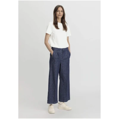 hessnatur Damen Jeans Culotte Regular aus Bio-Denim mit Kapok - blau - Größe 34