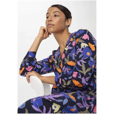 hessnatur Damen Popeline Kleid Mini Relaxed aus Bio-Baumwolle - blau - Größe 34