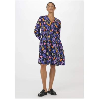 hessnatur Damen Popeline Kleid Mini Relaxed aus Bio-Baumwolle - blau - Größe 34