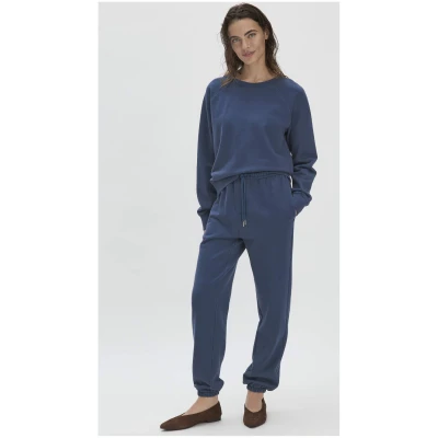 hessnatur Damen Sweathose Relaxed aus Bio-Baumwolle - blau - Größe 36